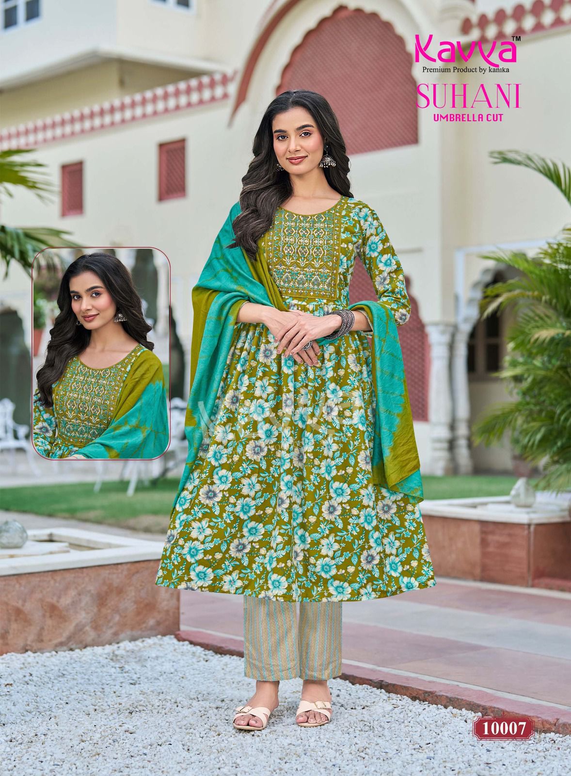 Kavya Suhani Vol 10 Viscose Foil Printed Embroidery Kurti Bottom With Dupatta