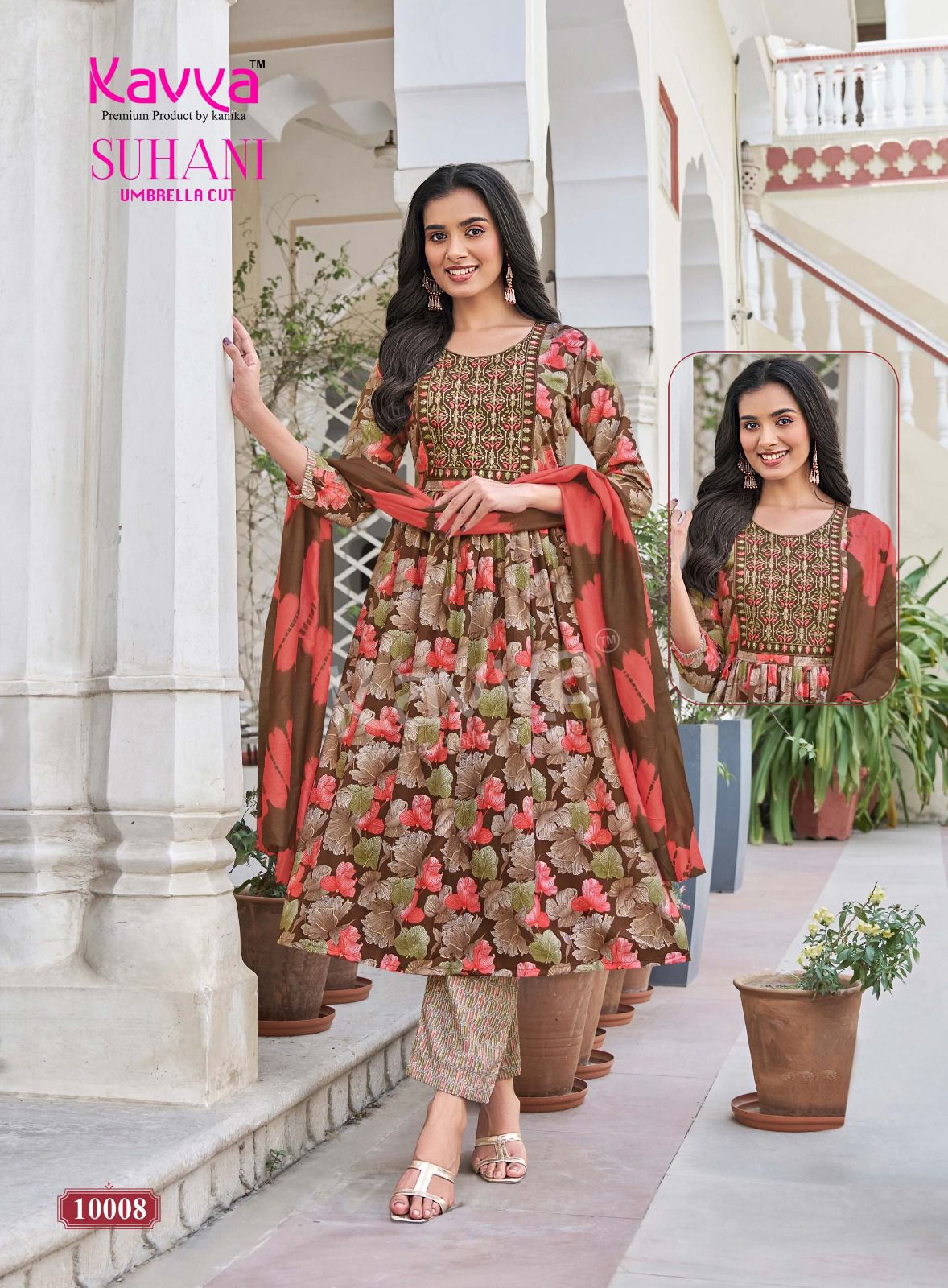 Kavya Suhani Vol 10 Viscose Foil Printed Embroidery Kurti Bottom With Dupatta