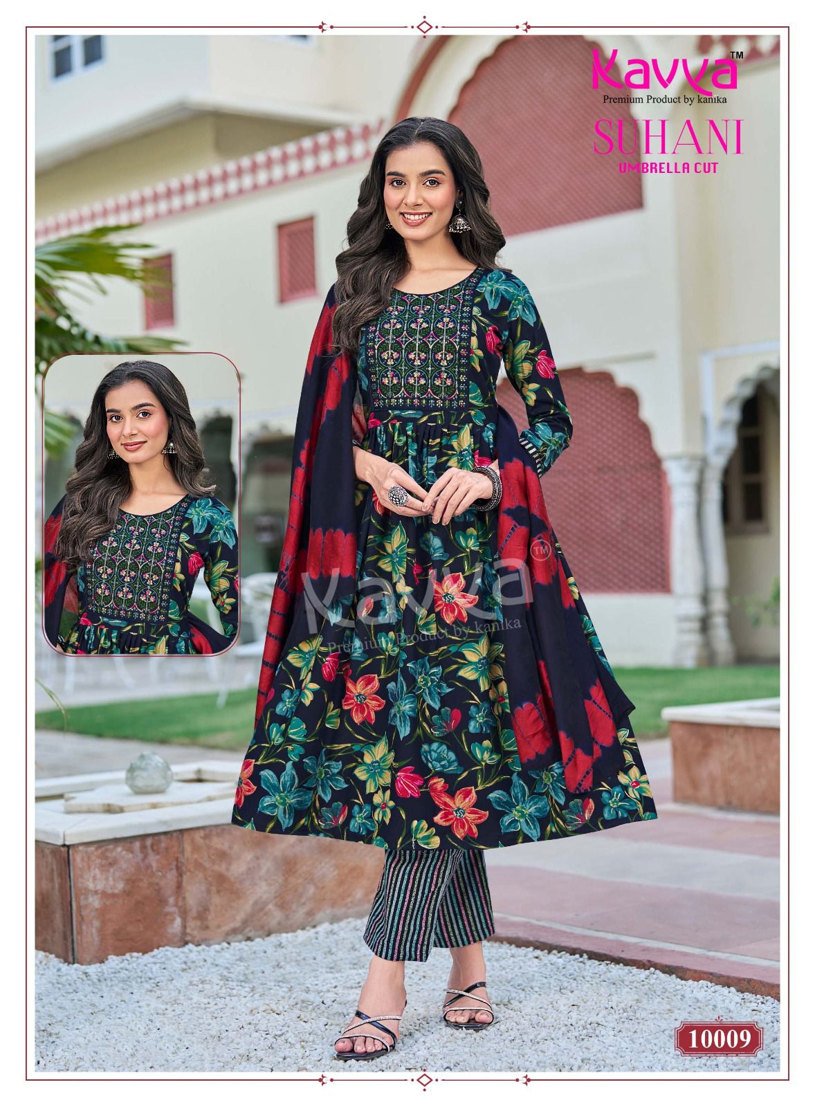 Kavya Suhani Vol 10 Viscose Foil Printed Embroidery Kurti Bottom With Dupatta
