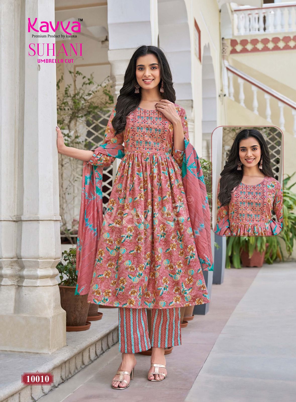 Kavya Suhani Vol 10 Viscose Foil Printed Embroidery Kurti Bottom With Dupatta