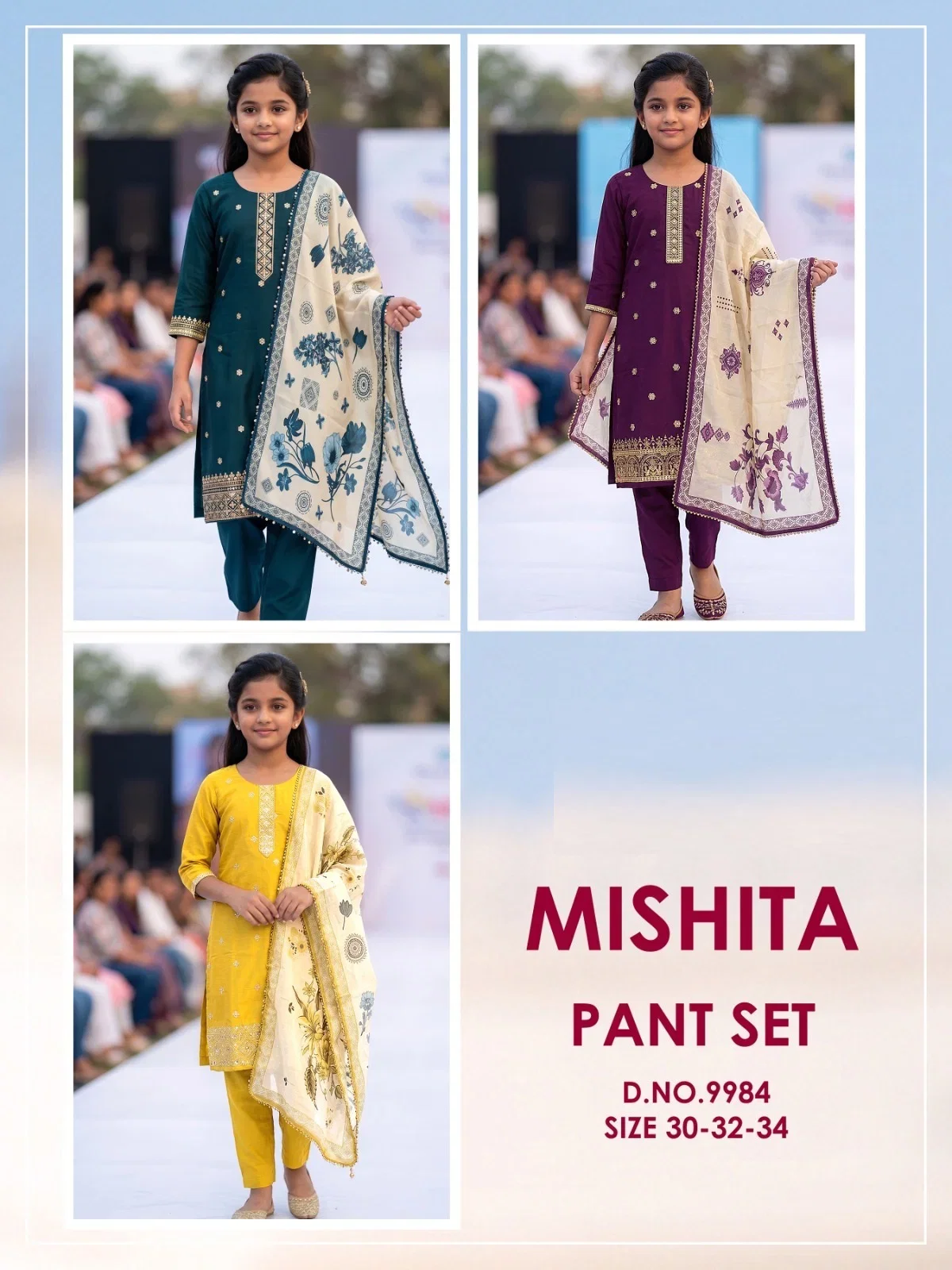 Mishita 9984 Roman Silk Kids Wear Kurti With Pant Dupatta