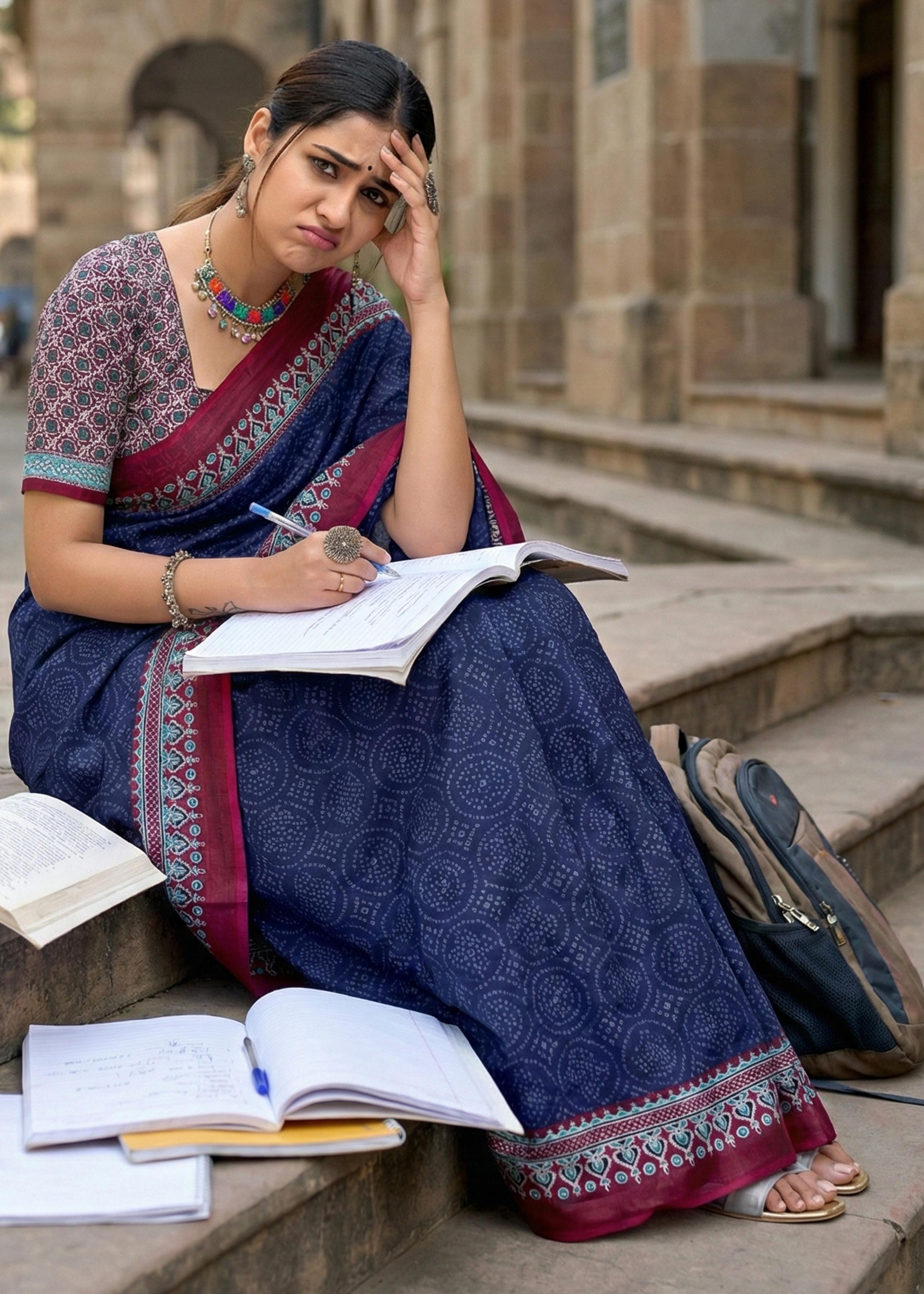 Sm Yami 118 Mal Cotton Bandhani Printed Saree