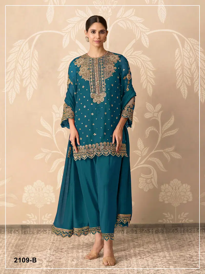 2109 Master Colors A To D Faux Georgette Embroidered Salwar Kameez Collection