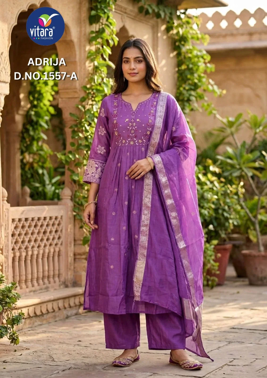 Aanchi Bul Bul Mul Chanderi Embroidered Kurti With Bottom Dupatta