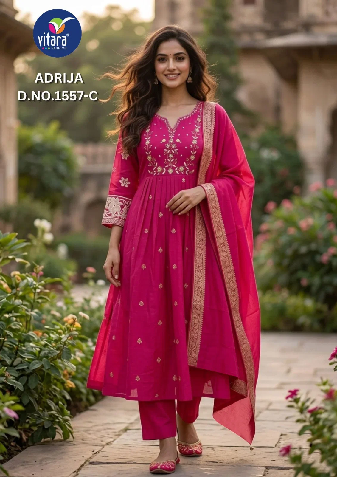 Aanchi Bul Bul Mul Chanderi Embroidered Kurti With Bottom Dupatta