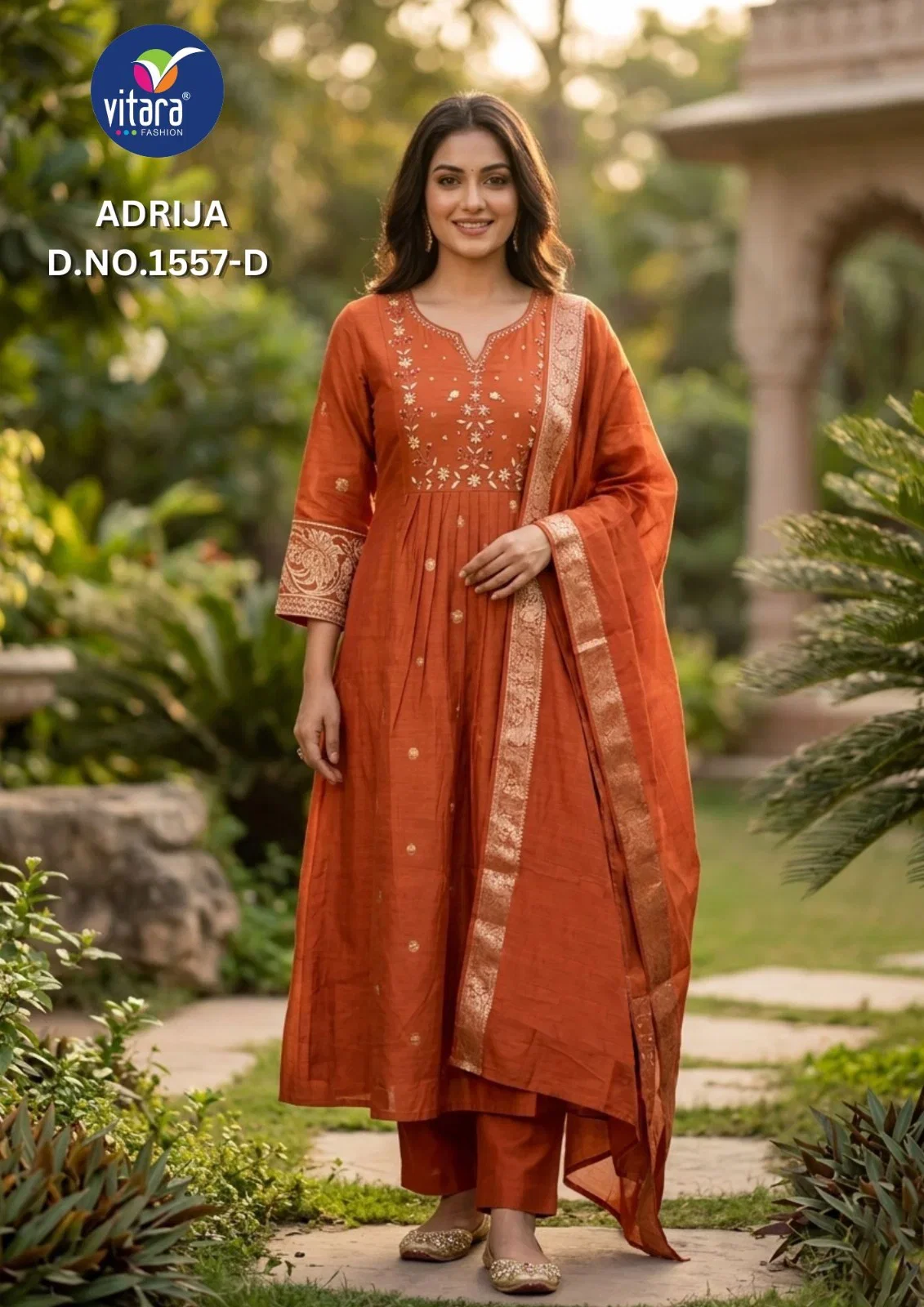 Aanchi Bul Bul Mul Chanderi Embroidered Kurti With Bottom Dupatta