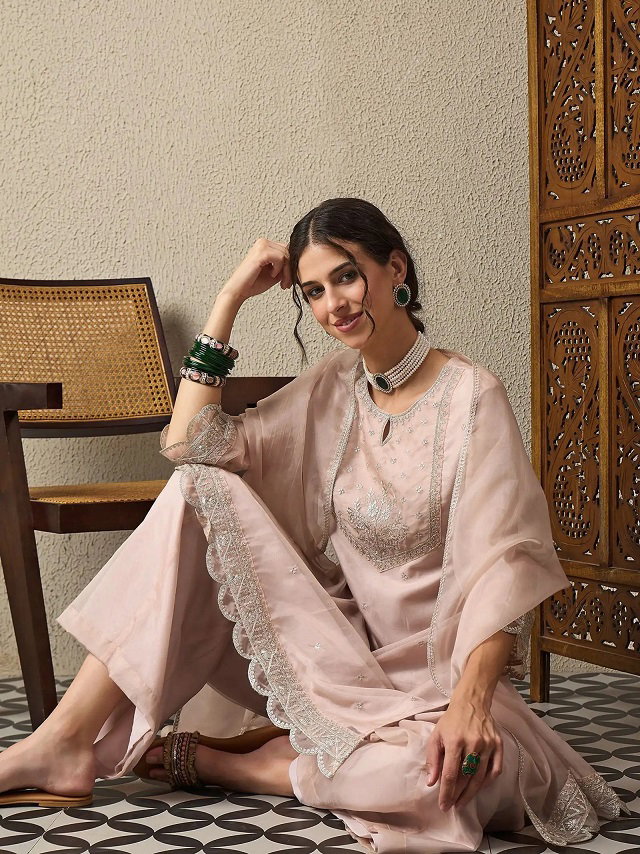 Navya Kurti 258 Party Wear Embroidery Worked Organza Kurti with Bottom and Dupatta