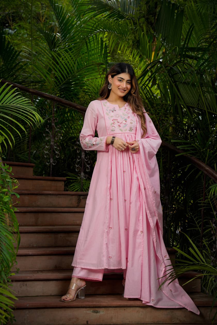Lekha KL 1130 Chanderi Silk Embroidery Kurti Bottom With Dupatta