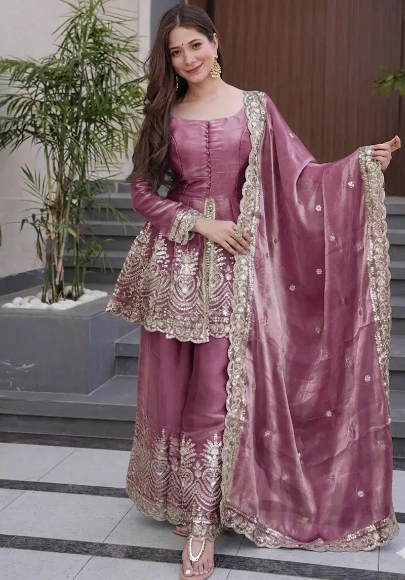 Dhukritika 01 Fandy Silk Embroidered Kurti With Bottom Dupatta