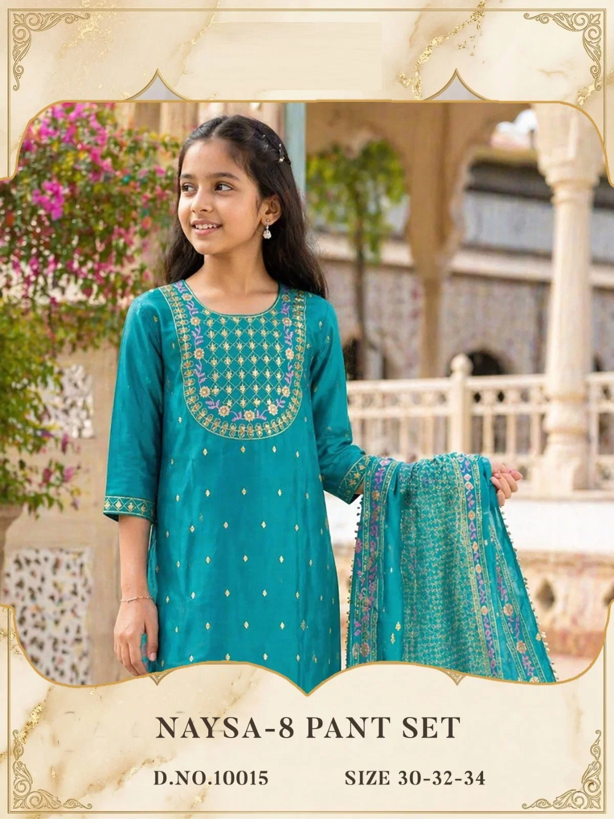 Naysa 10015 And 10016 Roman Silk Kids Wear Kurti Bottom With Dupatta
