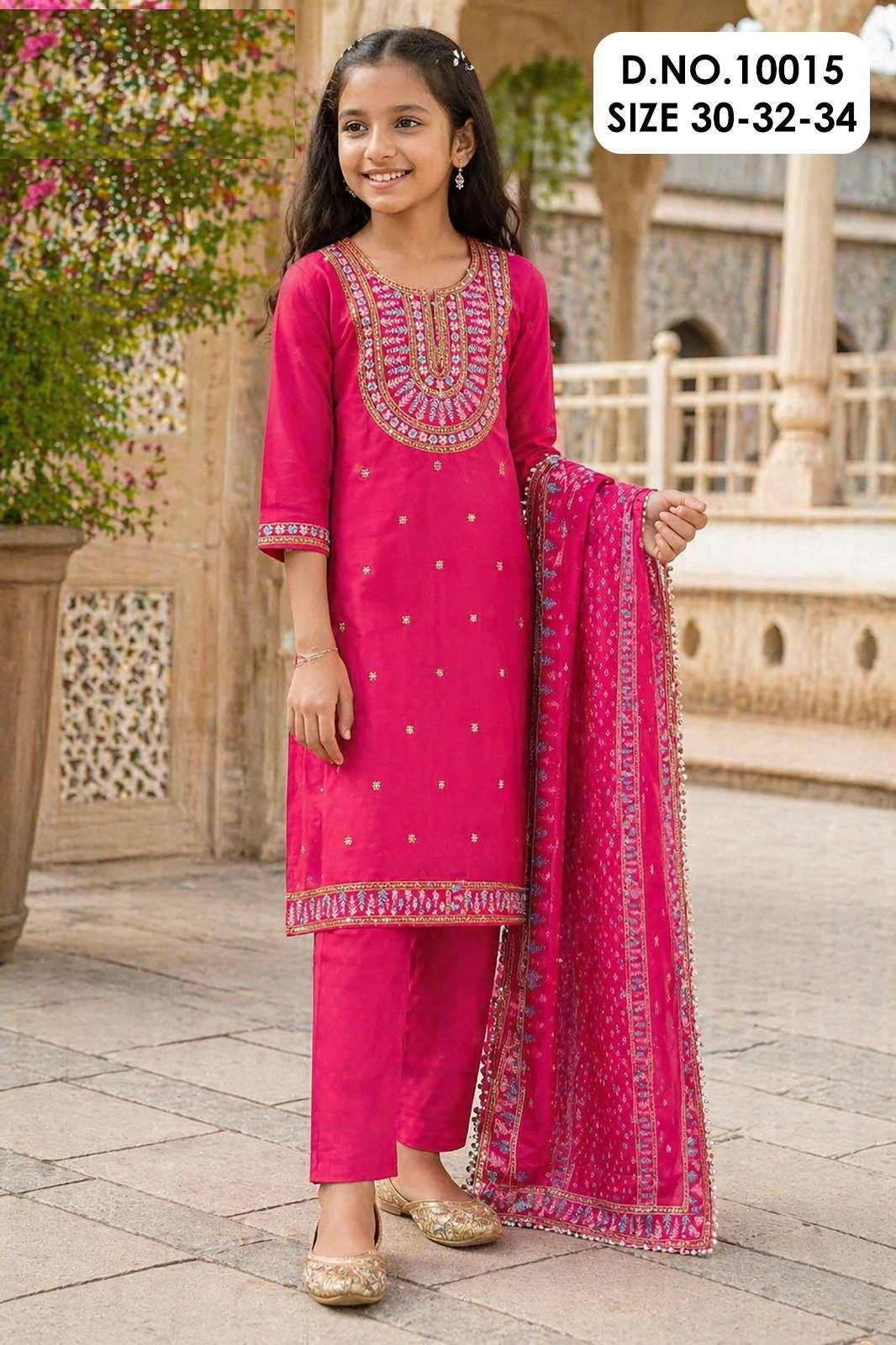 Naysa 10015 And 10016 Roman Silk Kids Wear Kurti Bottom With Dupatta