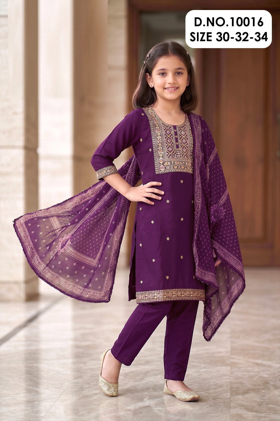 Naysa 10015 And 10016 Roman Silk Kids Wear Kurti Bottom With Dupatta