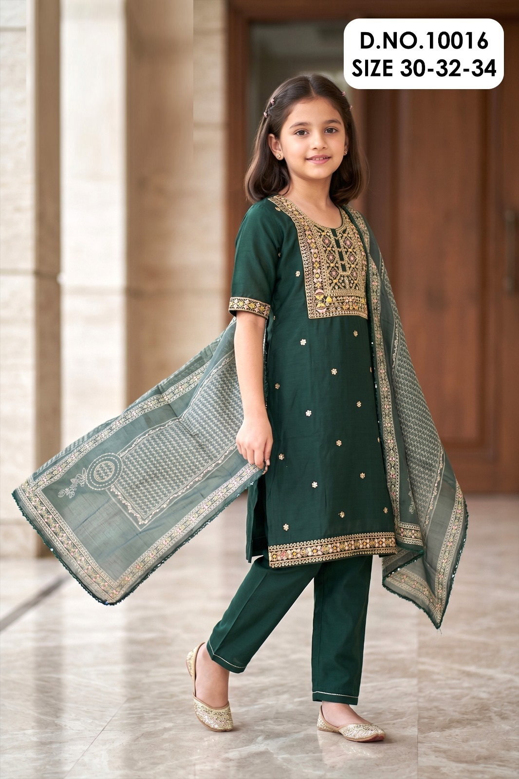 Naysa 10015 And 10016 Roman Silk Kids Wear Kurti Bottom With Dupatta
