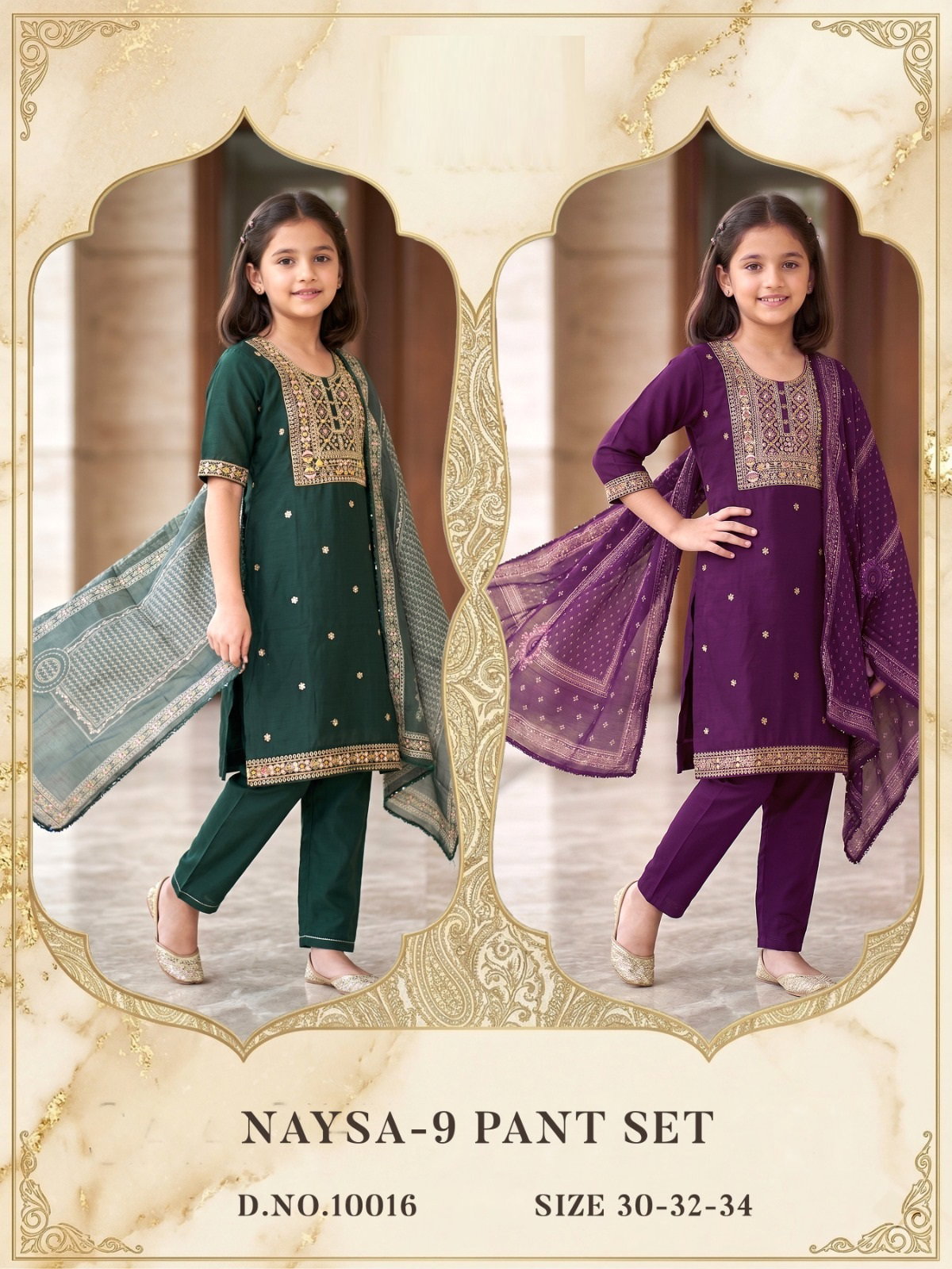 Naysa 10015 And 10016 Roman Silk Kids Wear Kurti Bottom With Dupatta
