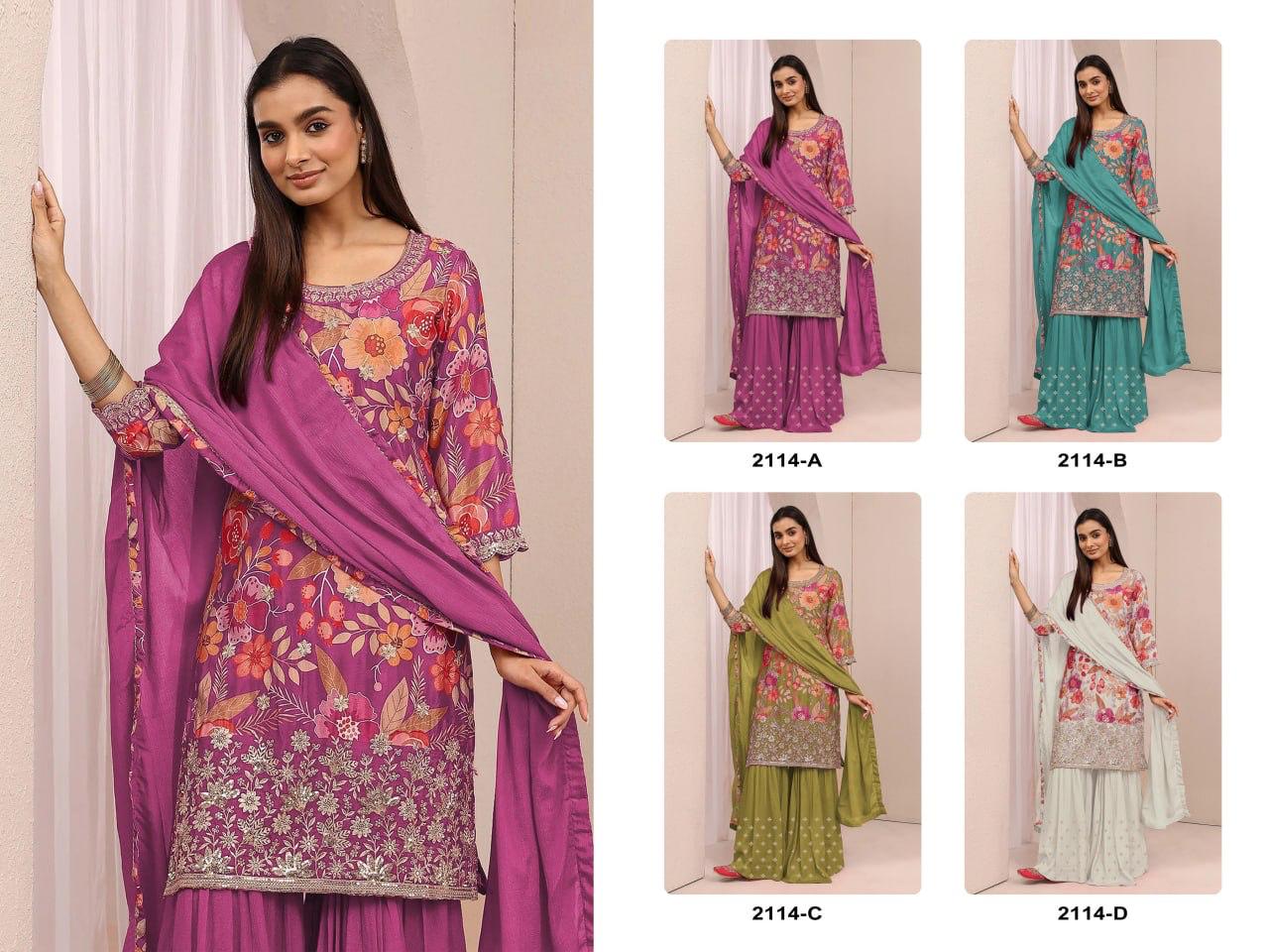 2114 Master Colors Chinon Embroidered Salwar Kameez Collection