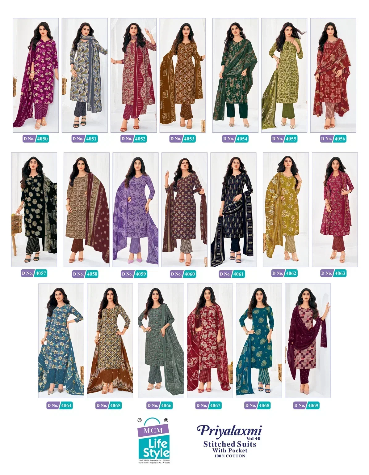 Mcm Priyalaxmi Vol 40 Readymade Cotton Printed Kurti Pant With Dupatta