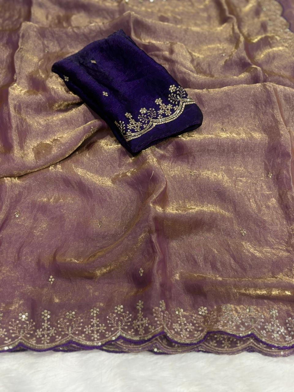 Shradha Ah Luxe Fendi Satin Sequence Party Wear Saree Collection