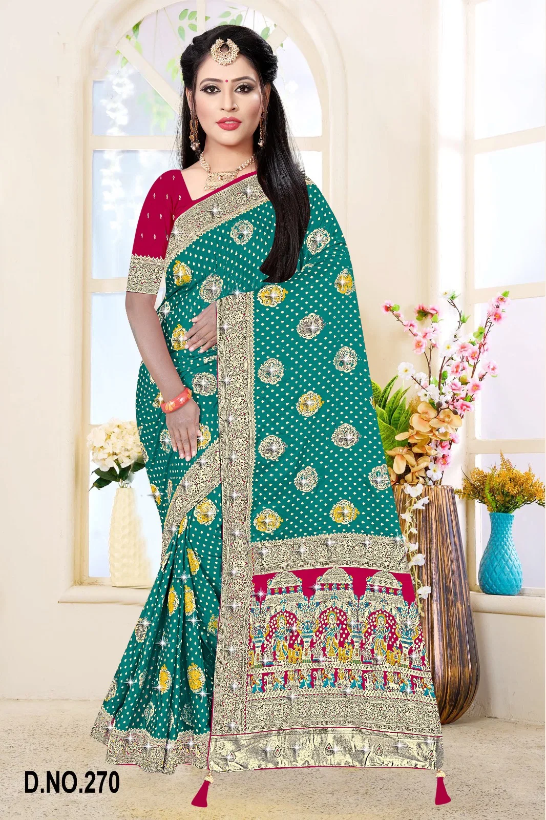 Reva Kasturi Nylone Sattin Swaroski Vol 3 Satin Contrast Pallu Saree Collection