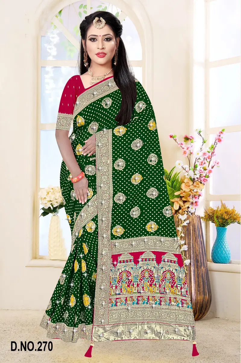Reva Kasturi Nylone Sattin Swaroski Vol 3 Satin Contrast Pallu Saree Collection