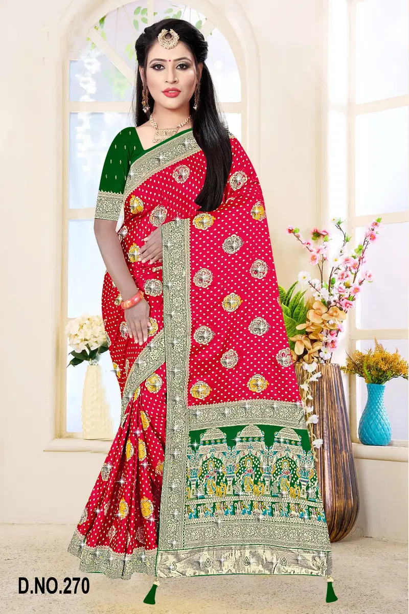Reva Kasturi Nylone Sattin Swaroski Vol 3 Satin Contrast Pallu Saree Collection