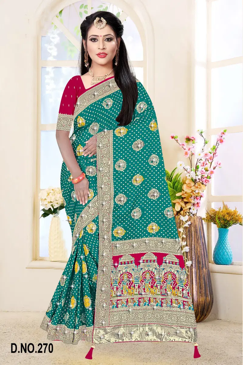 Reva Kasturi Nylone Sattin Swaroski Vol 3 Satin Contrast Pallu Saree Collection