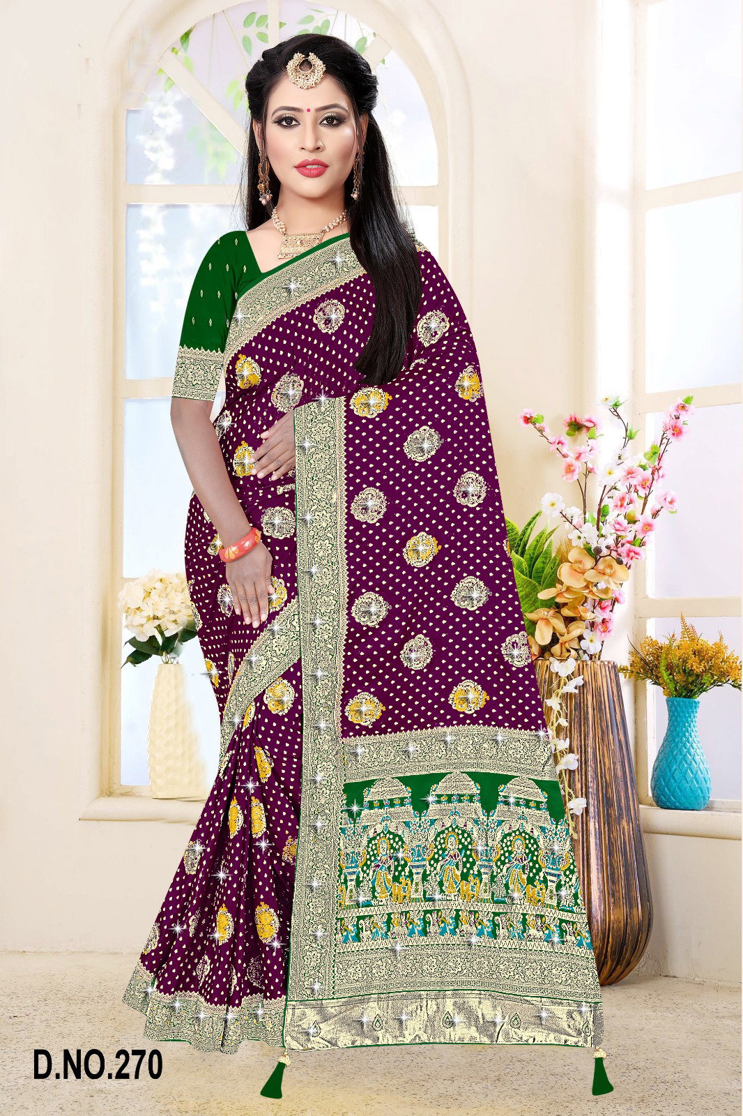 Reva Kasturi Nylone Sattin Swaroski Vol 3 Satin Contrast Pallu Saree Collection