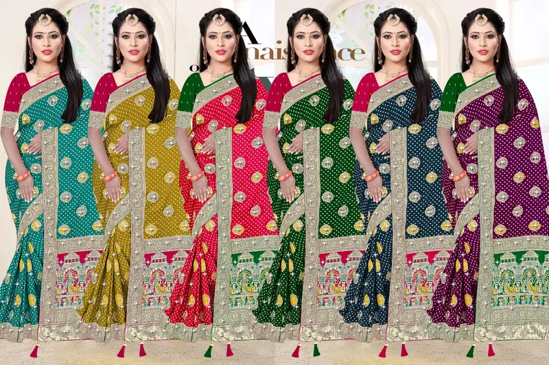 Reva Kasturi Nylone Sattin Swaroski Vol 3 Satin Contrast Pallu Saree Collection