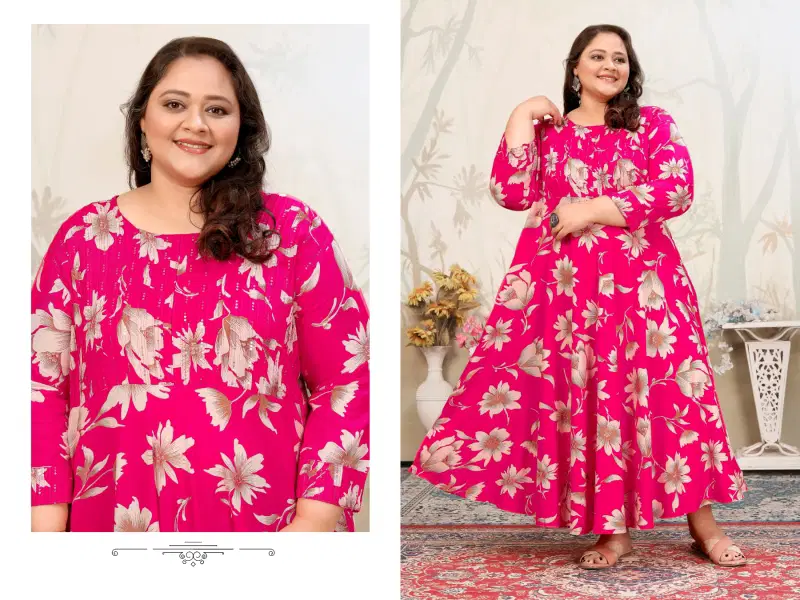 Moksh Plus Size Joy D No 8649 Premium Rayon Long Kurti