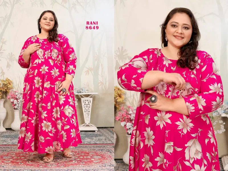 Moksh Plus Size Joy D No 8649 Premium Rayon Long Kurti