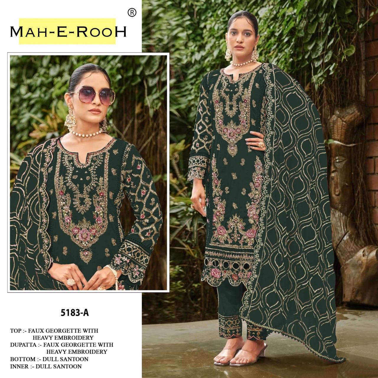 Mah E Rooh 5183 A To D Faux Georgette With Embroidered Salwar Kameez