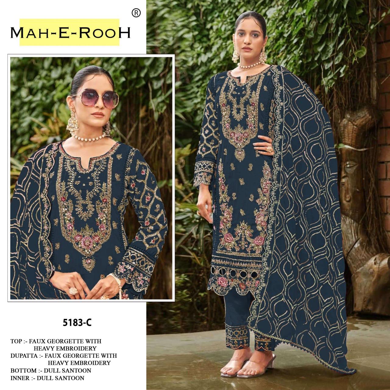 Mah E Rooh 5183 A To D Faux Georgette With Embroidered Salwar Kameez