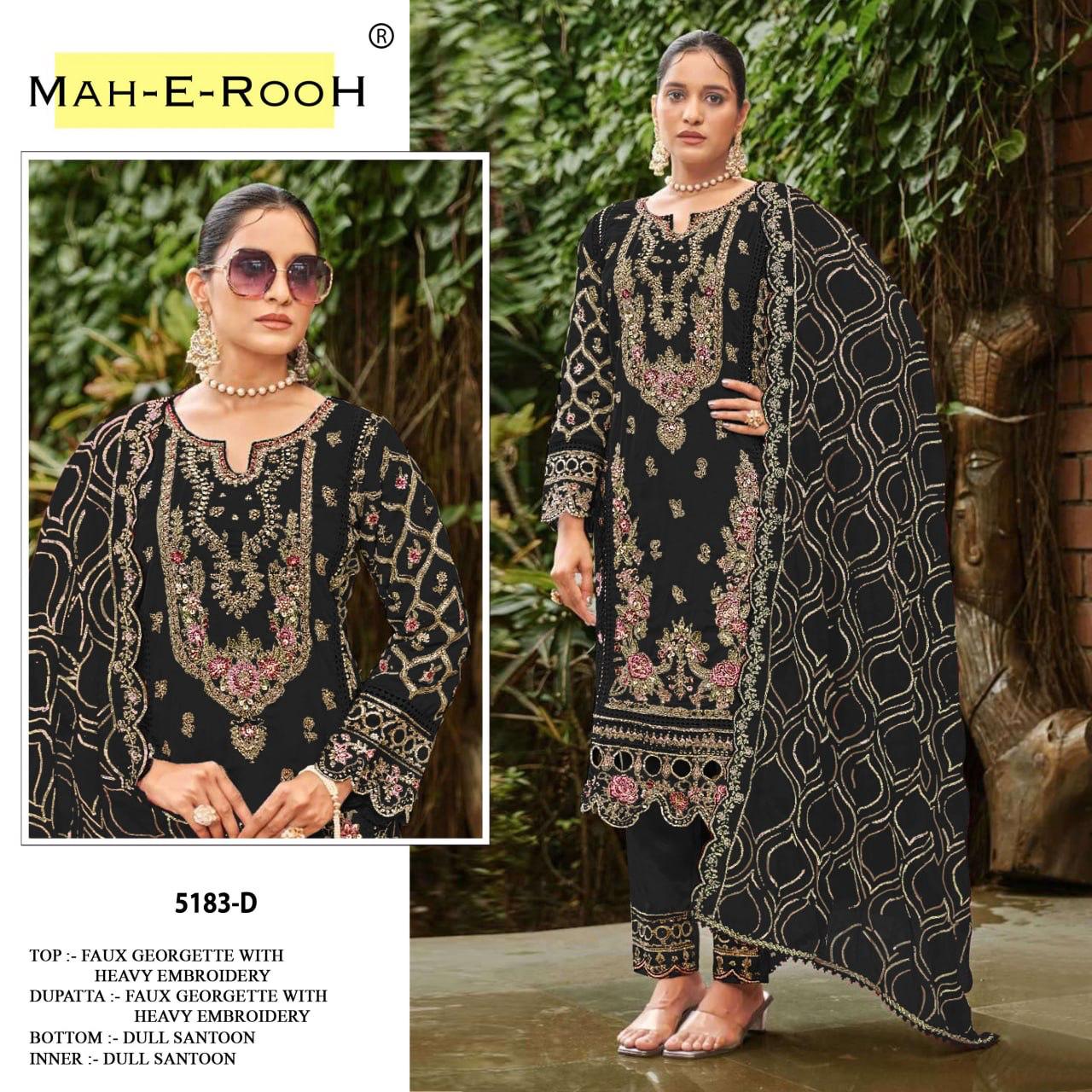 Mah E Rooh 5183 A To D Faux Georgette With Embroidered Salwar Kameez