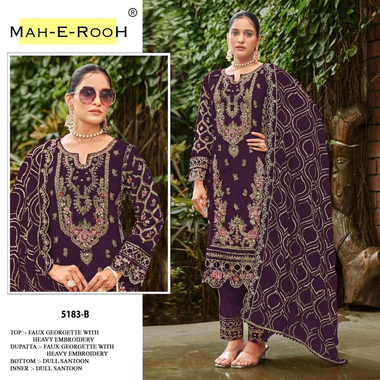 Mah E Rooh 5183 A To D Faux Georgette With Embroidered Salwar Kameez