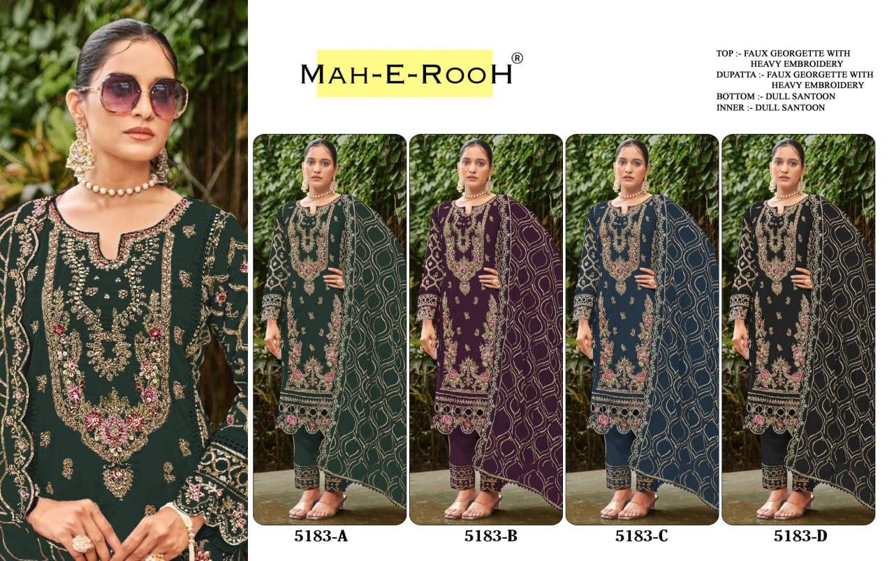 Mah E Rooh 5183 A To D Faux Georgette With Embroidered Salwar Kameez