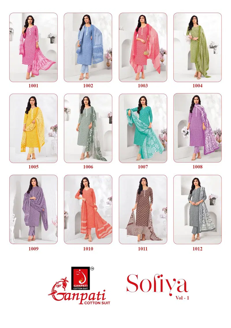 Ganpati Sofiya Vol 1 Readymade Pure Cotton Printed Kurti Pant With Dupatta