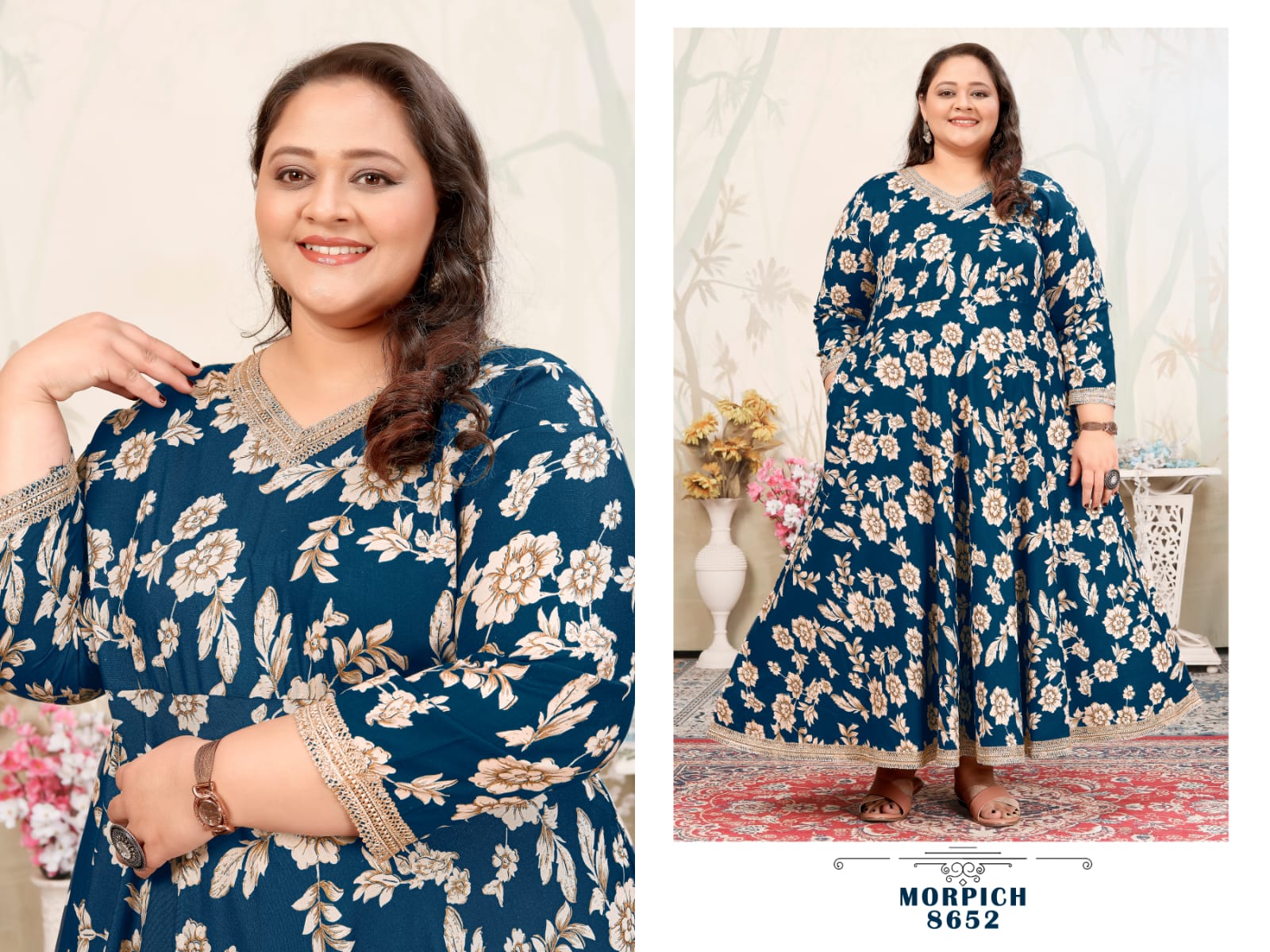 Moksh Plus Size Joy D No 8652 Premium Rayon Long Kurti