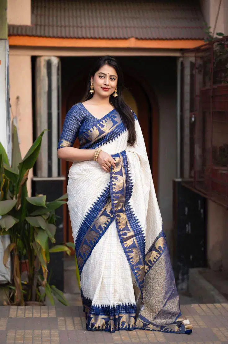 Soft Silk 5078 Lichi Silk Jacquard Work Saree Collection