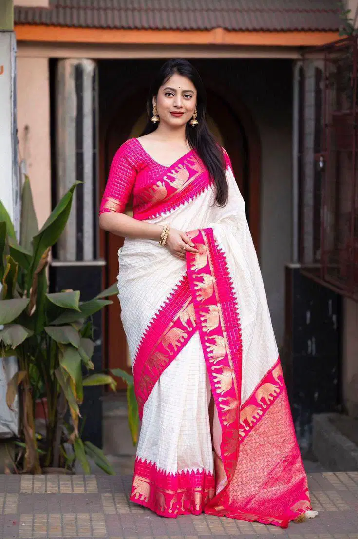 Soft Silk 5078 Lichi Silk Jacquard Work Saree Collection