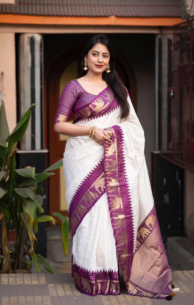 Soft Silk 5078 Lichi Silk Jacquard Work Saree Collection