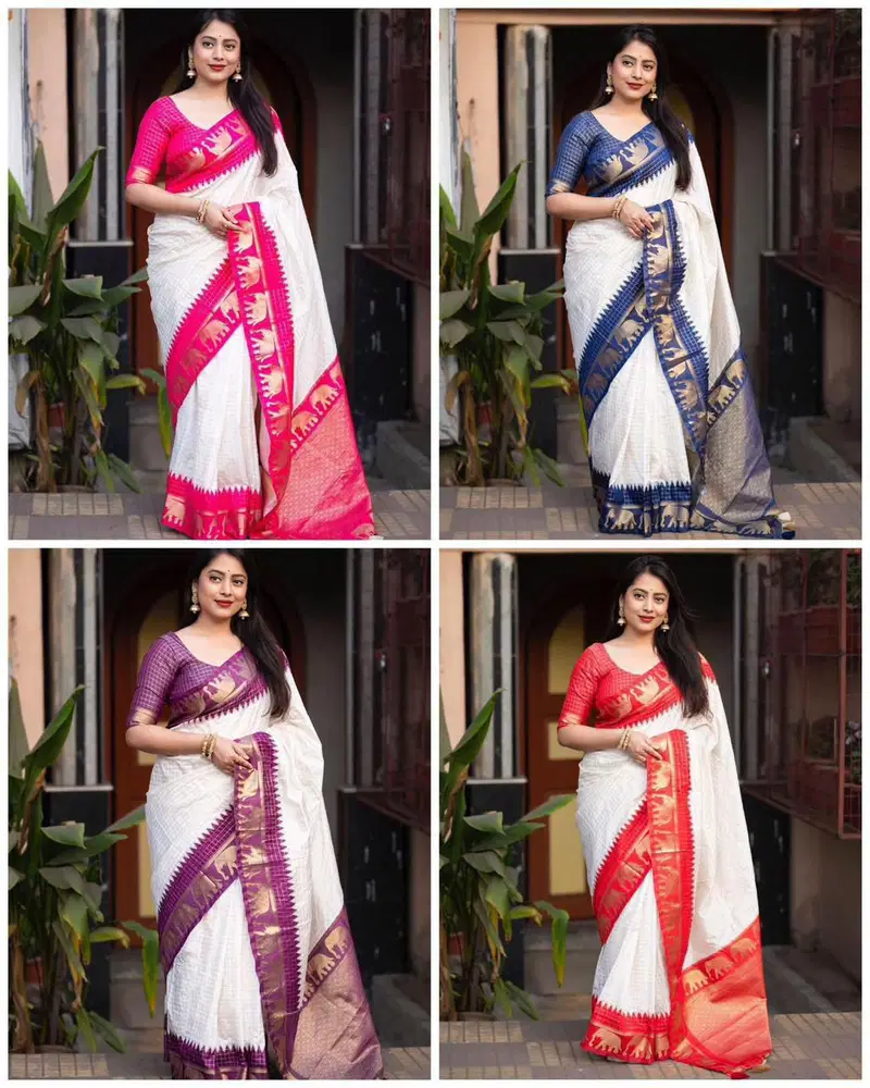 Soft Silk 5078 Lichi Silk Jacquard Work Saree Collection