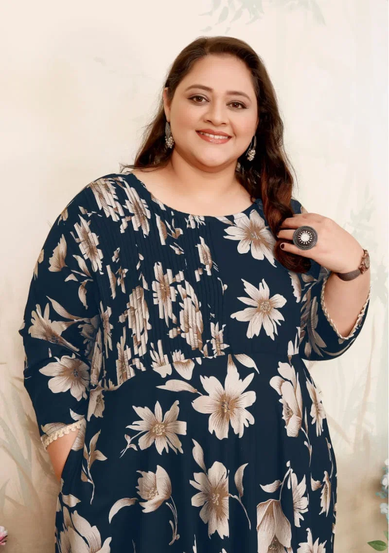 Moksh Plus Size Joy D No 8650 Premium Rayon Long Kurti