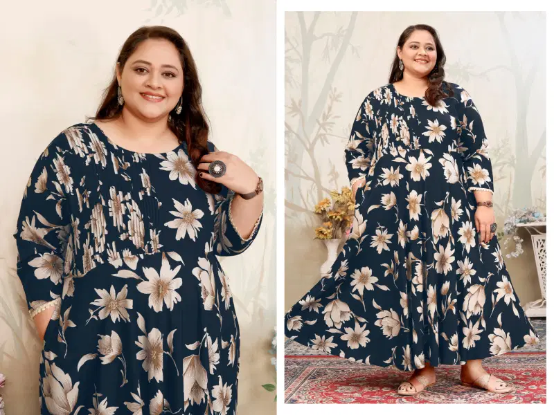 Moksh Plus Size Joy D No 8650 Premium Rayon Long Kurti