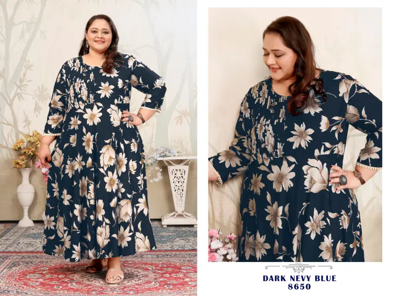 Moksh Plus Size Joy D No 8650 Premium Rayon Long Kurti
