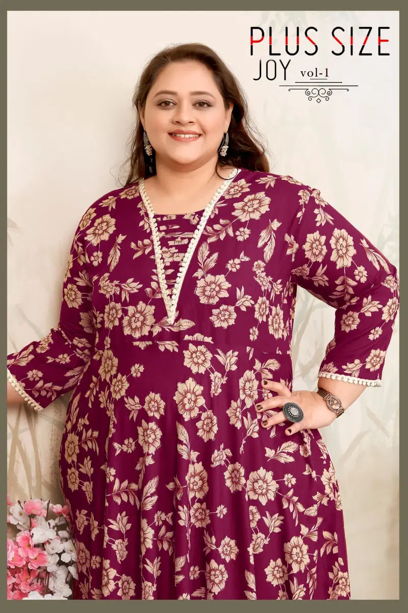 Moksh Plus Size Joy D No 8651 Premium Rayon Long Kurti