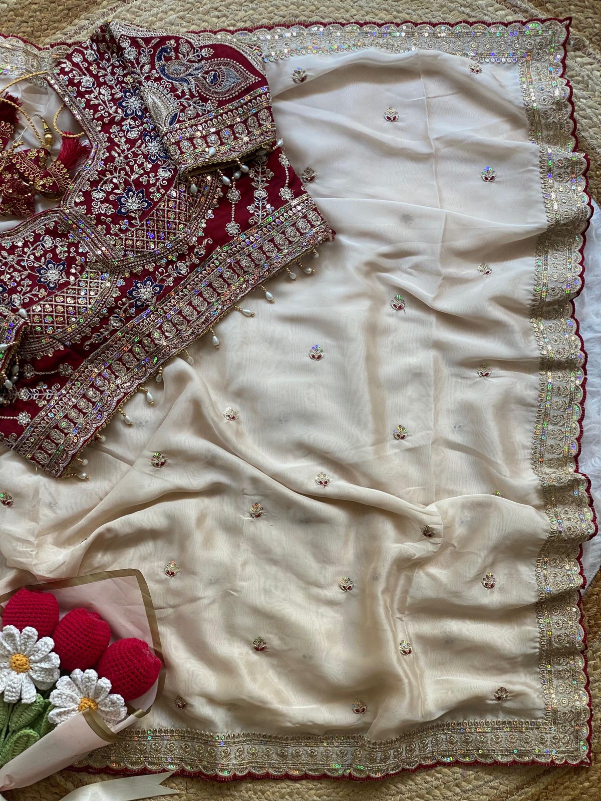 NCO 188 Rangoli Silk Embroidery Thread Sequins Wedding Wear Saree