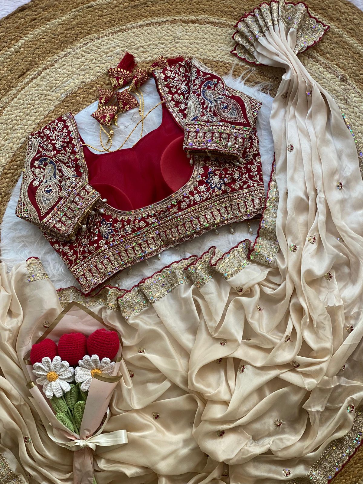 NCO 188 Rangoli Silk Embroidery Thread Sequins Wedding Wear Saree