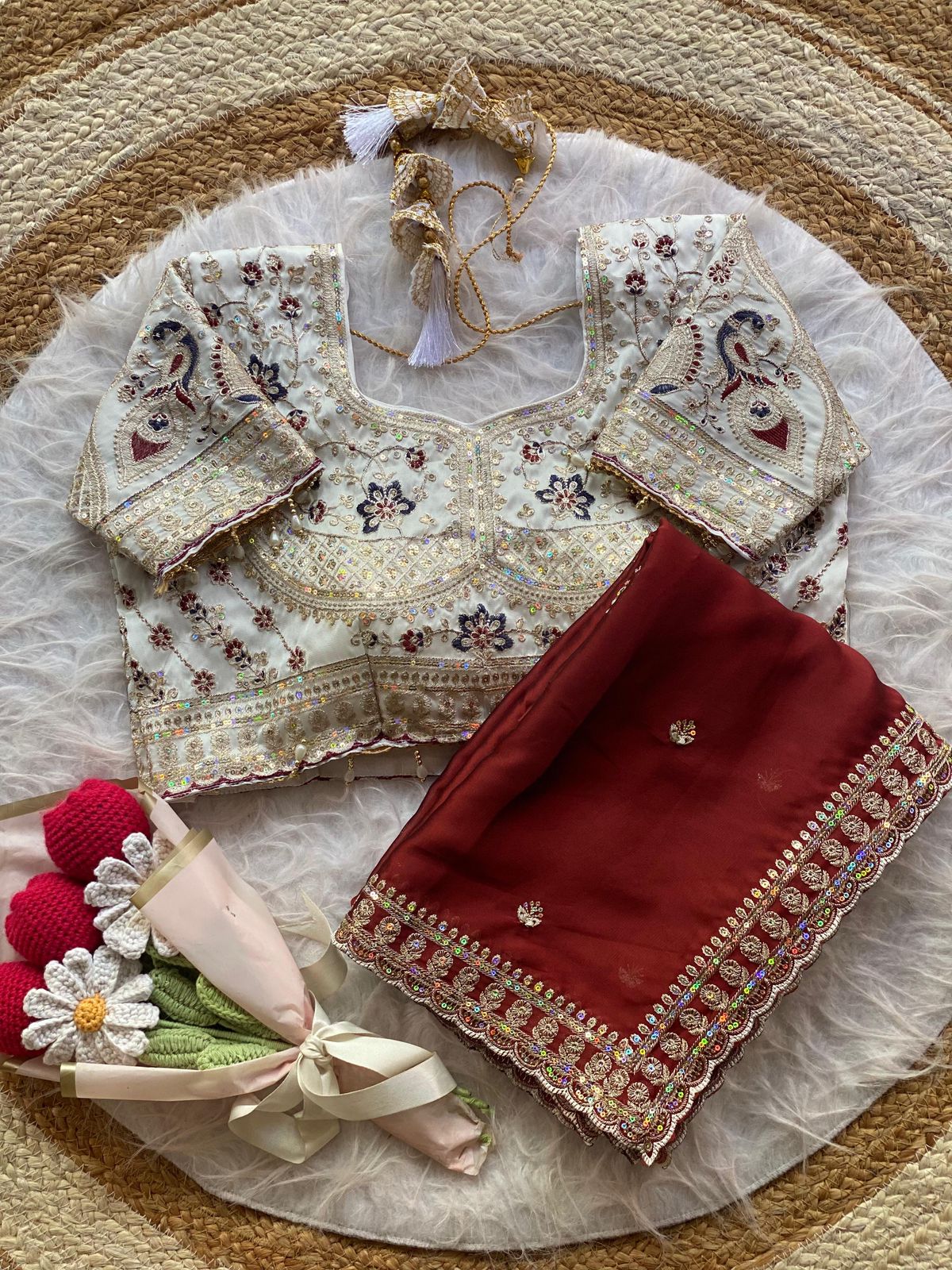 NCO 188 Rangoli Silk Embroidery Thread Sequins Wedding Wear Saree