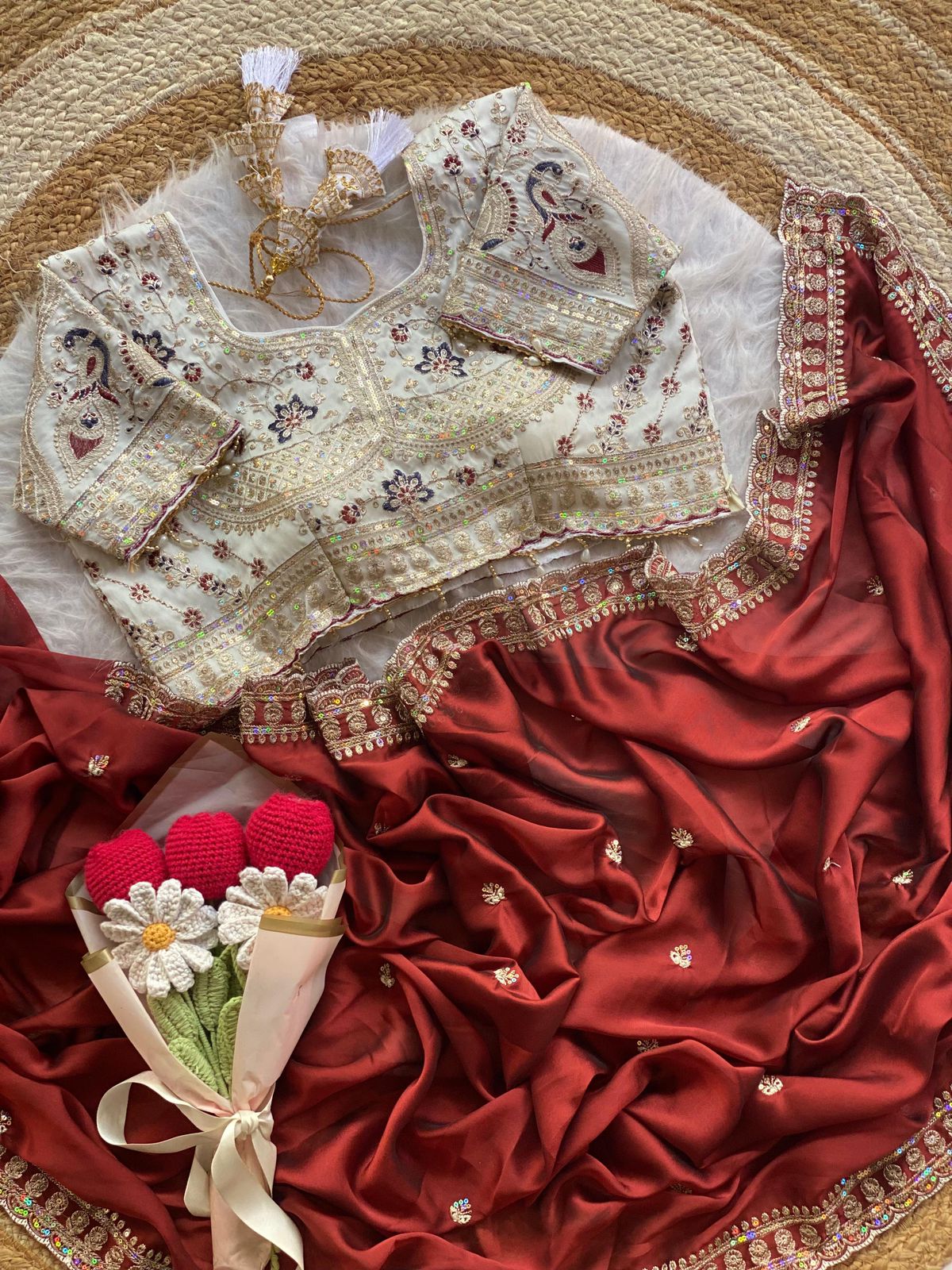 NCO 188 Rangoli Silk Embroidery Thread Sequins Wedding Wear Saree