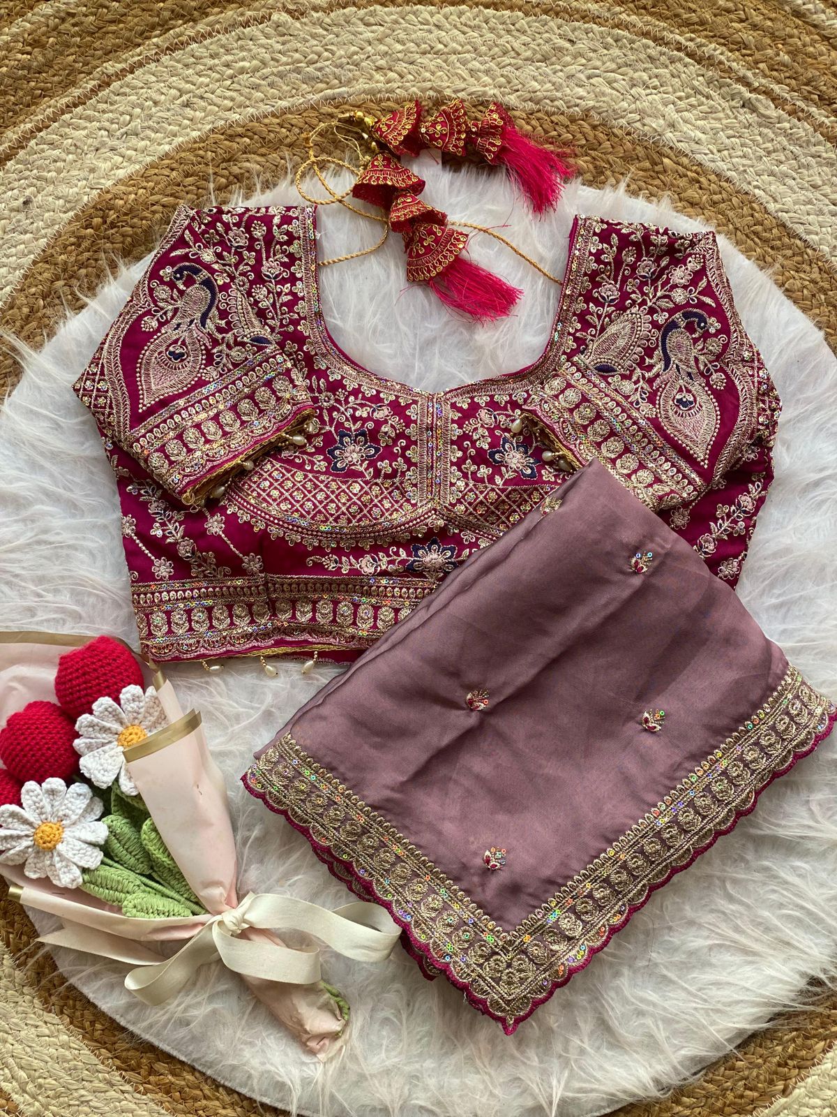 NCO 188 Rangoli Silk Embroidery Thread Sequins Wedding Wear Saree