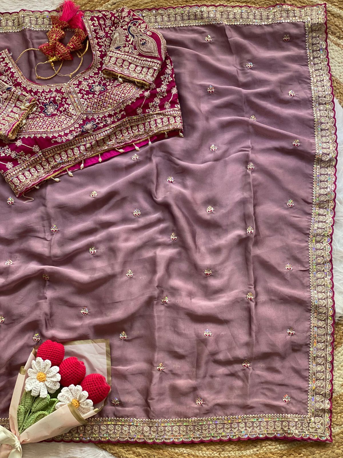NCO 188 Rangoli Silk Embroidery Thread Sequins Wedding Wear Saree